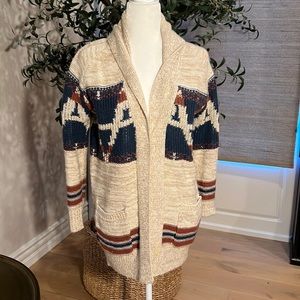 Forever 21  Longline Aztec Southwest Cardigan Pockets Knit Sweater Small